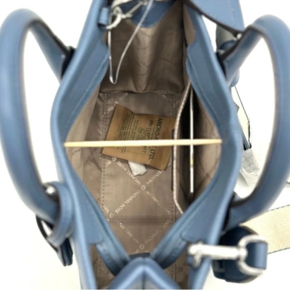 Michael Kors Mirella Small Pebbled Leather Crossbody Bag Blue Denim - Picture 8 of 10